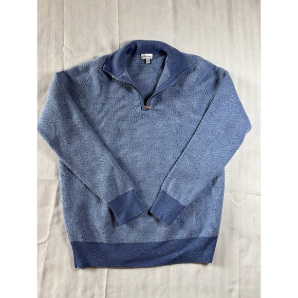 Peter Millard Men's Sweater Blue Size XL Merino Wool Pullover 1/4 Zipper - Picture 1 of 8